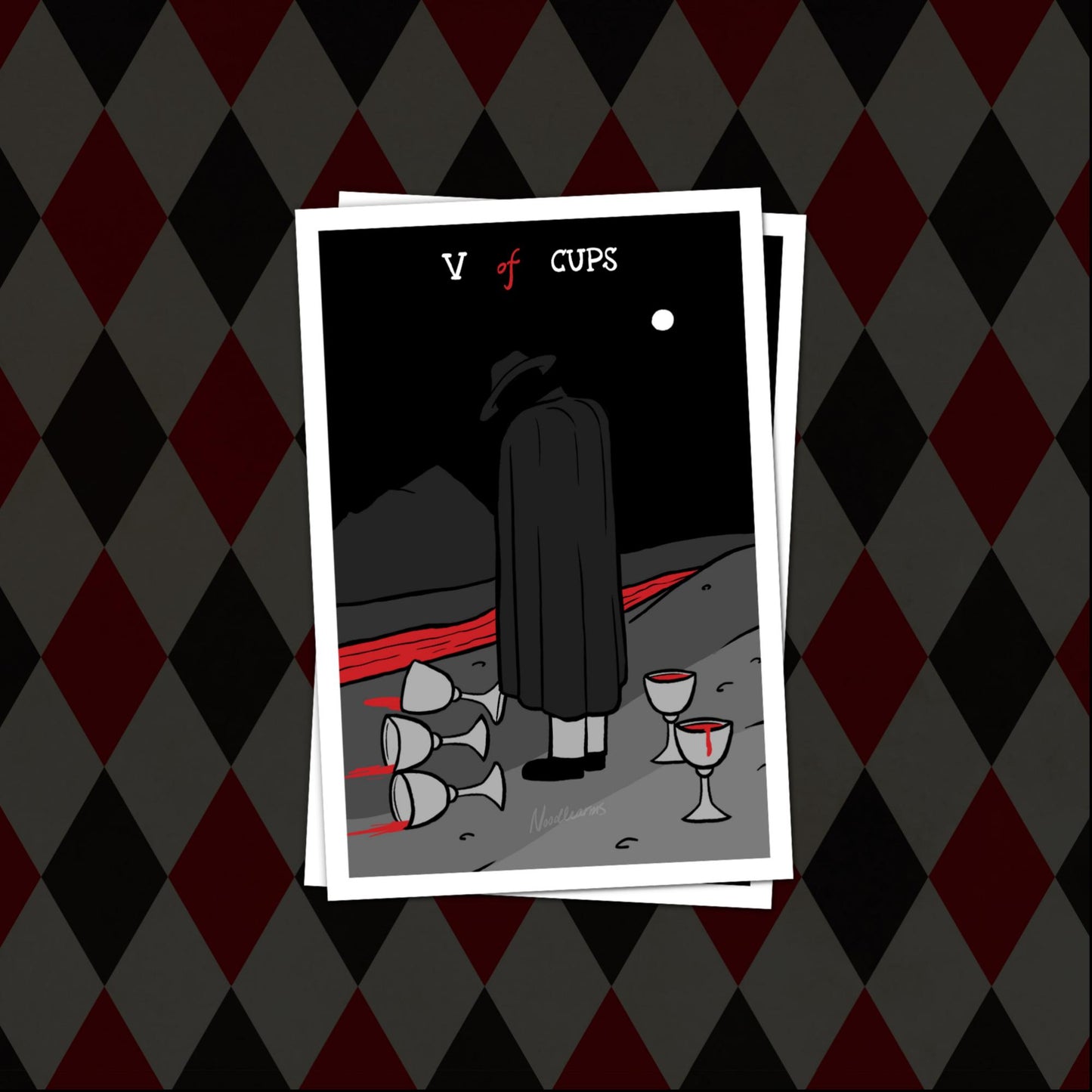 Postcard - Five of Cups Tarot Card