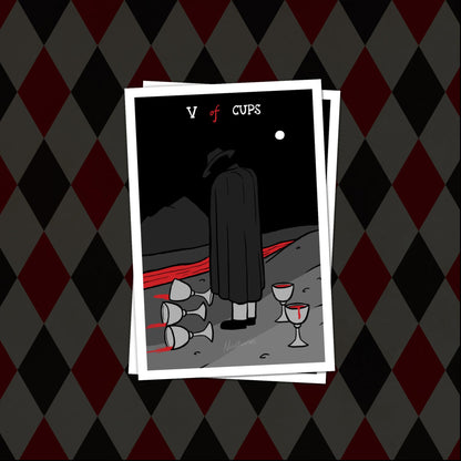 Postcard - Five of Cups Tarot Card